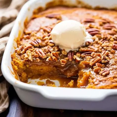 Pumpkin Pecan Cobbler - Life with Susan Crockpot Barbecue, Pecan Cobbler Recipe, Pumpkin Pecan Cobbler, Chicken Fritters, Cauliflower Bake, Pumpkin Cobbler, Mr Food, Pecan Cobbler, Loaded Cauliflower