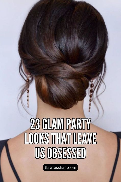 Low Chignon Formal Hairstyles For Wedding Guest, Hair For Black Tie Event Hairstyles, Hair For Satin Dress, Updo For A Wedding Guest, Loose Updo Wedding Guest, Up Do For Wedding Guest Hairstyles, Bridesmaid Hairstyles Chignon, Hairstyles For Tuxedo Women, Simple Glam Hairstyles