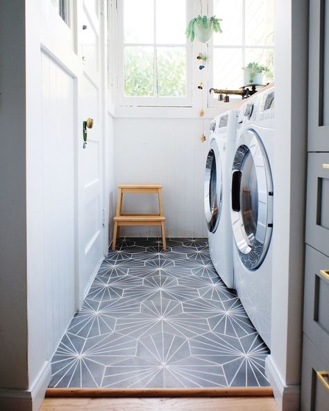 New Traditional San Francisco Remodel House Tour | Apartment Therapy Room Tiles Floor, Room Tiles Design, Room Floor Tiles, Spanish Style Bathrooms, Laundry Room Tile, Laundry Room Flooring, Laundry Room Renovation, Spanish Style Homes, Room Tiles