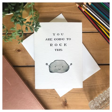 Handmade Encouragement Cards, You Rock Card, Goodbye Cards, Well Done Card, Punny Cards, Job Cards, New Job Card, Encouragement Gift, Good Luck Cards