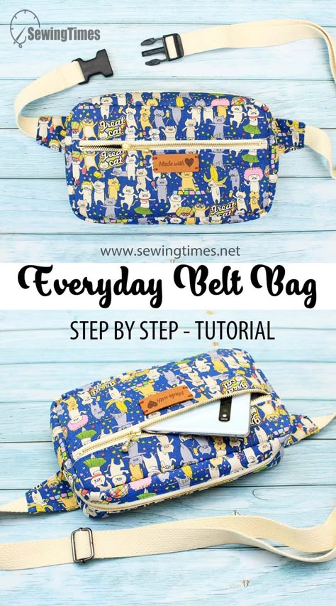 Fanny Pack Sewing Pattern, Everyday Belt Bag, Diy Fanny Pack, Belt Bag Pattern, Sling Bag Pattern, Fanny Pack Pattern, Pochette Portable, Handbags Patterns, Bag Sewing Pattern