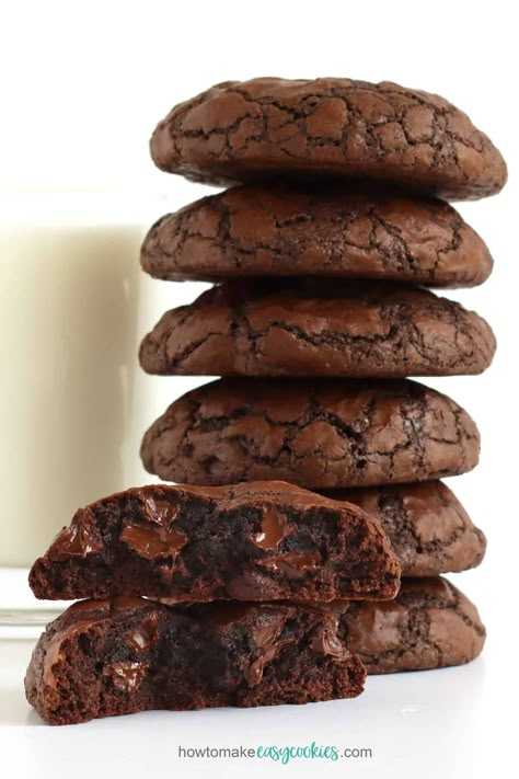 brownie mix cookies - howtomakeeasycookies.com Best Brownie Mix, Betty Crocker Brownie Mix, Brownie Mix Cookies, Double Chocolate Brownies, Chocolate Brownie Cookies, Dark Chocolate Fudge, Chocolate Chip Brownies, Cookie Brownie Recipe, Cookies From Scratch