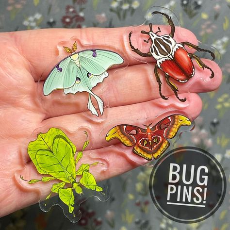 Bug enamel pins featuring moths, beetles, and more. Perfect for nature lovers and insect enthusiasts. #bugenamelpins #enamelpins . Moth Luna, Leaf Bug, Goliath Beetle, Atlas Moth, Moth Art, Cool Bugs, Bug Art, Backpack Pins, Bag Pins