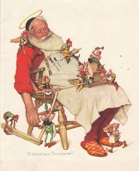 Impressioni Artistiche : ~ Norman Rockwell ~ Christmas Norman Rockwell Prints, Norman Rockwell Christmas, Norman Rockwell Art, Rockwell Paintings, Santa Klaus, Norman Rockwell Paintings, Santa Claus Images, Cover Illustrations, The Saturday Evening Post