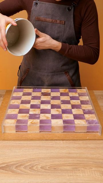 Wood And Resin Chess Board, Epoxy Resin Chess Board, Diy Chess Board, Resin Chess Board, Chess Set, 5 Minute Crafts, Chess Board, Diy Inspiration, This Guy