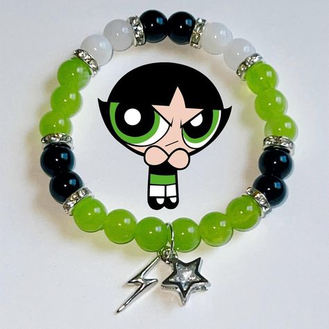 yess powerpuff girlss ! 😍😍 send this to your friends you would wear this with ! available now on the T R ! N K E T S website ! | | #powerpuffgirls #ppg #blossom #buttercup #bubbles #bracelet #braceletinspo #cartoon #beadedjewelry #shopify #explore Bubbles Powerpuff Bracelet, Frog Beads Bracelet, Gir Bracelet Kandi, Fairy Kandi Bracelet, Powerpuff Girls Z Bubbles, Girly Bracelets, Friendship Bracelet Patterns Easy, Puff Girl, Kandi Bracelets