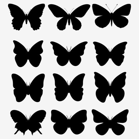 Butterfly Vector, Butterfly Stencil, Butterfly Wall Decals, Animal Stencil, Silhouette Clip Art, Butterflies Svg, Silhouette Stencil, Bird Silhouette, Butterfly Drawing