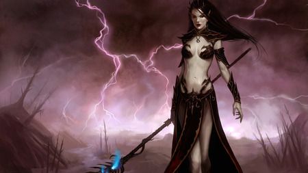 warrior girl - Desktop Nexus Wallpapers Warhammer Dark Elf, Elf Sorceress, Warhammer Dark Elves, Witch Elves, Warhammer Online, Dark Warrior, Conceptual Artist, Fantasy Images, Dark Elf