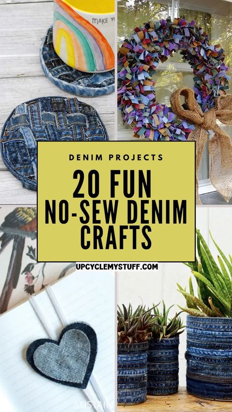 Explore 20 no-sew denim crafts and upcycle jeans into creative projects you’ll love! These recycling jeans ideas include DIY denim bag old jeans crafts, scrap fabric projects, and things to make out of old jeans like bags made from old jeans. Perfect for spring crafts or March crafts, these upcycled crafts feature easy fabric crafts and denim jeans recycle ideas. Whether you’re deconstructing jeans or reusing fabric scraps, these DIY projects will inspire your next upcycling adventure! Jean Material Projects, Recycled Blue Jeans Ideas, Denim Lampshade Diy, Repurposing Denim Jeans, Repurpose Denim Jeans, Used Jeans Diy Ideas, Reusing Old Jeans, Recycling Denim Jeans, Crafts With Jeans Diy