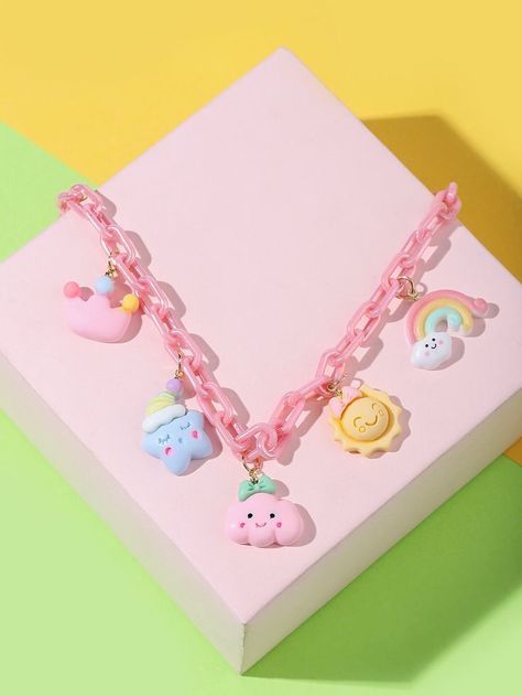 Necklaces Kids, Teenager Aesthetic, Unicorn Piggy Bank, Cartoon Jewelry, Cloud Pendant, Pusheen Cute, Cartoon Clouds, Diy Bracelets Easy, Girls Cartoon