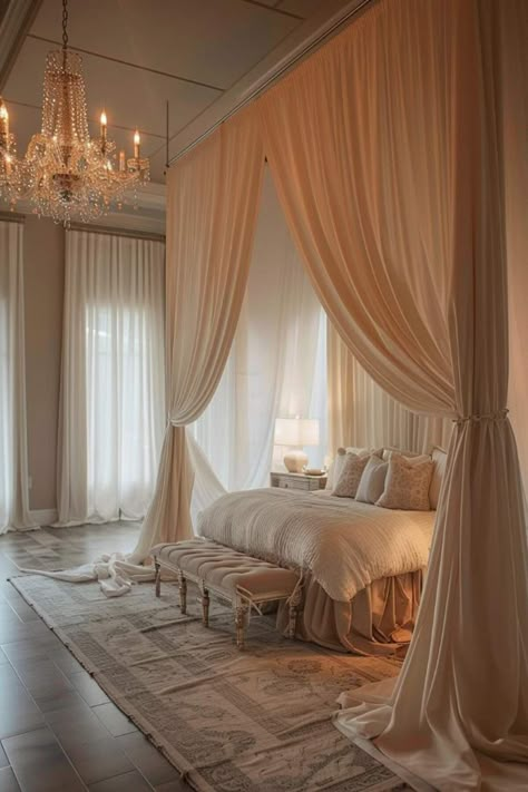 Canopy Bed Ideas, Bed Drapes, Luxurious Bedroom, Canopy Bed, Dream Room Inspiration, Dream House Interior, Bed Ideas, Cozy Room, Room Ideas Bedroom