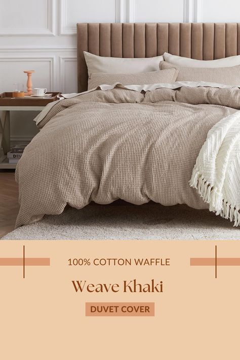 Waffle Knit Duvet Cover, Waffle Weave Duvet Cover, Tan Duvet Cover, Tan Duvet, Tan Bedding, Waffle Duvet Cover, Texture Bedding, Textured Duvet Cover, Textured Duvet