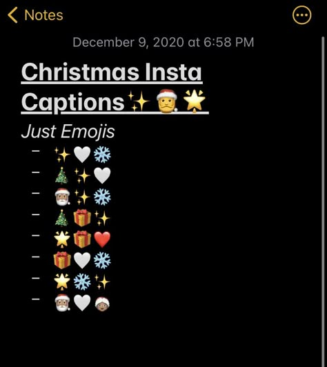 Best Aesthetic Christmas Instagram Captions with just Emojis Captions With Emojis Instagram, Christmas Snapchat Friend Emojis, Christmas With Friends Captions, Christmas Bios For Instagram, Christmas Bio Ideas, Christmas Emojis Aesthetic, Christmas Aesthetic Story, Winter Emoji Combos, Caption For Christmas