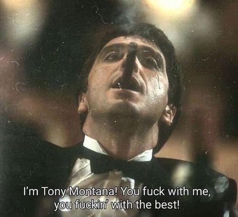 Ruthless, unpredictable, and driven mad by power, Tony Montana is a once-in-a-lifetime character who was too big for this world 🌎⁠ Montana Quotes, Scarface Quotes, Peaky Blinders Grace, Anthony Bourdain Quotes, Scarface Movie, Inspirational Quotes Encouragement, I Love You Honey, Gangsta Quotes, Instagram Party