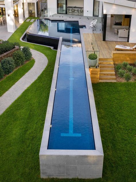 Lap Pools Backyard, Kleiner Pool Design, Dream Backyard Pool, Small Swimming Pools, Small Pool Design, Small Pools, Bus Conversion, Lap Pool, Pool Decor