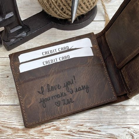 Handwriting Wallet Leather Wallet for Men Personalized | Etsy Men Handwriting, Handwriting Gifts, Best Anniversary Gifts, Engraved Wallet, Unique Anniversary Gifts, Wallet For Men, Personalized Wallet, Wallet Gifts, Anniversary Gifts For Him