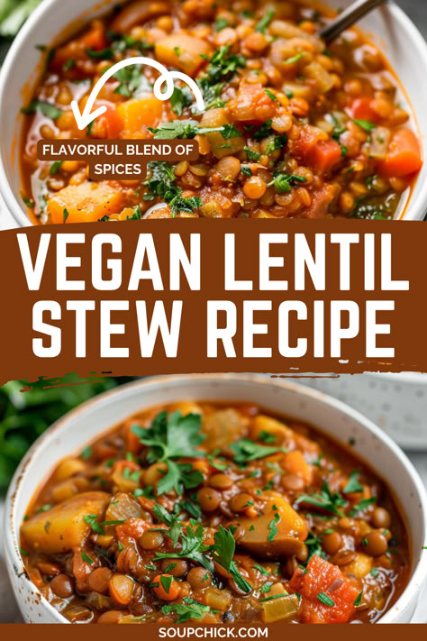 Vegan Lentil Stew Vegetarian Soup And Stew Recipes, Tofu Lentil Recipe, Hearty Lentil Stew, Lentil Stew Vegan, Hearty Vegan Stew, Vegetarian Lentil Stew, Vegan Lentil Stew Recipes, Can Lentil Recipes, Cabbage And Lentil Recipes