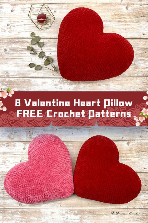 Craft your love this Valentine's with these 8 free heart pillow crochet patterns! #DIY #ValentinesCrafts Crochet Heart Pillow Free Pattern, Crochet Valentine Pillow Pattern, Heart Crochet Pillow, Crochet Valentines Pillow Cover, Crochet Heart Pillow Free Pattern Valentines Day, Valentine's Day Crochet, Heart Pillows, Heart Cushion, Pillow Crochet