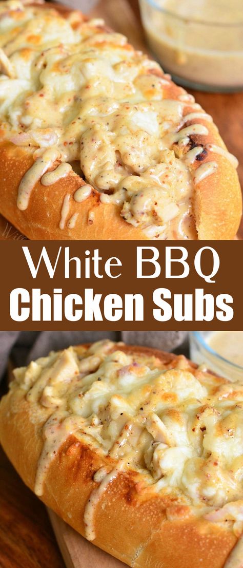 White Bbq Sauce Chicken, White Bbq Chicken, Chicken Subs, White Bbq Sauce, Sub Sandwich, Bbq Sauce Chicken, Sub Sandwiches, God Mat, Bbq Ribs