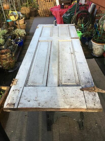 Door Upcycle, Barn Door Diy, Traditional Closet, Narrow Closet, Old Barn Doors, Antique Bench, Chalky Paint, Door Diy, Staining Deck