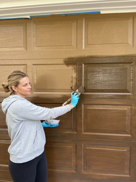 DIY Faux Wood Garage Door - Wood Garage Doors Black House, Faux Wood Finish Garage Door, How To Paint Garage Door Like Wood, Faux Wood Garage Door Diy, Garage Door Skins, Paint Garage Door, Painted Garage Door, Cedar Garage Doors, Garage Skins