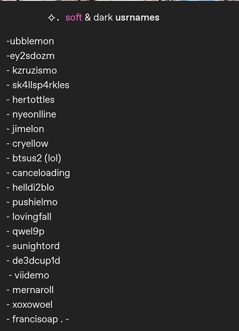 Andrea Username Ideas, Editing Account Usernames Ideas, Cool Usernames For Instagram Aesthetic, Name For Snapchat Username, Twitter Usernames Ideas Aesthetic, Creepy Username Ideas, Toxic Username Ideas, Snapchat User Names Ideas, Aesthetic Account Names For Instagram