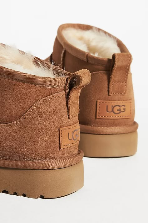 UGG® Classic Ultra Mini Boots | Anthropologie Tiny Ugg Boots, Ultra Mini Uggs Aesthetic, Low Rise Uggs, Ugh Ultra Mini, Mini Uggs Boots, Ugh Mini, Uggs Mini Boots, Ultra Mini Uggs, Platform Uggs