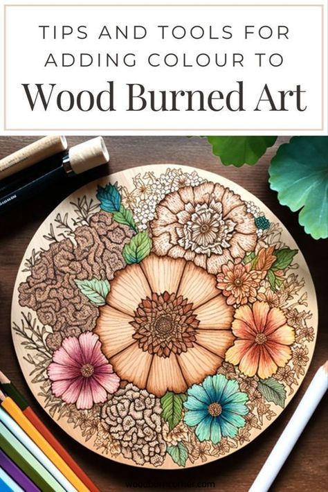 #art #design #woodenart How To Paint Wood Burning Projects, Woodburning And Painting, Pyrography With Color, Pyrography And Paint, Pyrography Project Ideas, Easy Wood Burning Ideas Simple, Simple Pyrography Designs, Simple Wood Burning Designs, Wood Burning Craft Ideas