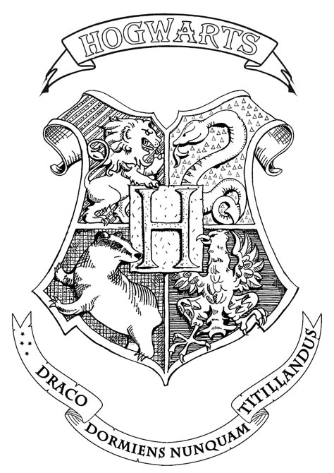 Symbol, emblem, seal, sign, logo or flag of Hogwarts : School of Witchcraft and Wizardry in Harry Potter books., From the gallery : Books Harry Potter Kawaii, Harry Potter Coloring Book, Harry Potter Sketch, Harry Potter Case, Harry Potter Coloring Pages, Harry Potter Symbols, Harry Potter Colors, Imprimibles Harry Potter, Harry Potter Logo