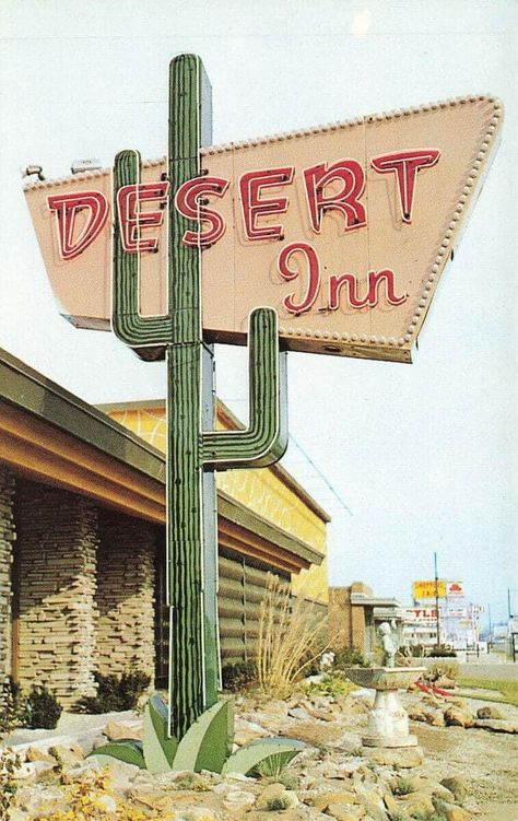 Retro Motel Aesthetic, Desert Road Aesthetic, Retro Desert Aesthetic, Motel Sign Illustration, Desert Typography, Vintage Desert Aesthetic, Pastel Retro Aesthetic, Desert Motel, Motel Design