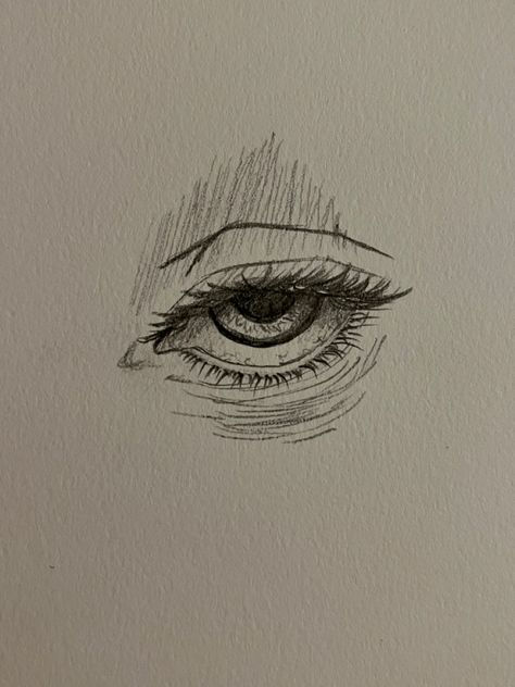 Quick sketch of an eye that looks tired Quick Eye Sketch, Random Sketches Aesthetic, Tried Eyes Drawing, How To Drown Eye, Quick Sketch Ideas Simple, Eye Sketches Aesthetic, Cold Eyes Drawing, How To Draw Tired Eyes, Eye Looking Up Drawing