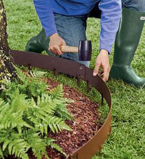 Metal Lawn Edging, Corten Steel Garden, Metal Garden Edging, Steel Garden Edging, Landscape Edging, Garden Shrubs, Lawn Edging, Front Yard Landscaping Simple, Tree Rings