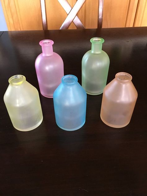 Glass Upcycle, Sea Glass Bottles, Sea Glass Diy, Wine Bottle Vases, Glass Bottle Diy, Clear Vases, Target Dollar Spot, Wine Glass Art, Glass Diy