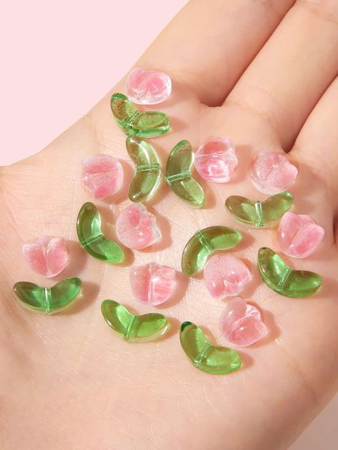 20pcs/set Leaf & Flower Design DIY Bead | SHEIN USA Shein Beads, Danish Pastel, Small Leaf, Leaf Flowers, Diy Accessories, Pretty And Cute, Diy Beads, Clay Beads, Jewelry Making Beads