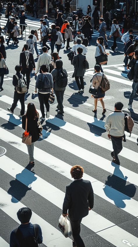 Busy Urban Crossing: A bustling city scene as numerous pedestrians cross the street at a busy urban intersection. #pedestrians #crossing #city #street #urban #shadows #sunlight #busy #aiart #aiphoto #stockcake https://ayr.app/l/RiRD Clean Urban Aesthetic, Downtown Photography City Streets, City Street Photoshoot, Urban Life Photography, Busy Street Photography, Urban City Photography, People In City, People Walking On Street, Street Environment