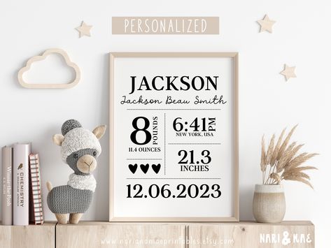 Minimalist Birth Stats Print, Birth Statistics Sign, Baby Birth Announcement, Personalized Nursery Print, Nursery Poster, Custom Baby Gift Unique Birth Announcement, Custom Baby Gift, Birth Stats Sign, Baby Birth Stats, Unique Gallery Wall, Baby Stats, Custom Baby Gifts, Custom Nursery, Baby Birth Announcement