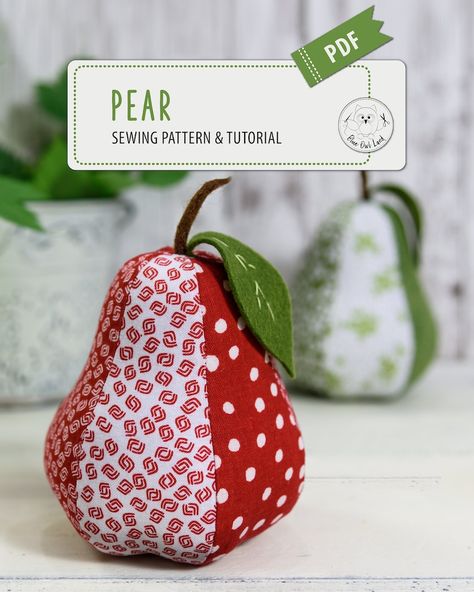 BUNDLE: APPLE \u0026 PEAR sewing patterns tutorials. apple pear pattern. apple pear pincushion pattern. sewing pdf tutorial. ©BlueOwlLand