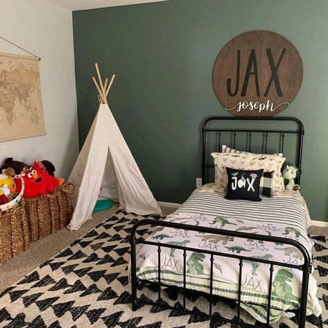 Creative Kids Room Ideas with Wigwam, Green Accent Wall, Vintage World Map Bedroom With Green Accent Wall, Boys Green Bedroom Ideas, Boys Bedroom Wall Color, Boy Room Accent Wall, Kids Room Wall Color, Boys Room Paint Colors, Boys Bedroom Green, Boys Room Colors, Boys Bedroom Colors