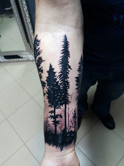 Tree Tattoo Arm Sleeve, Deer Skull Tattoos, Tree Colour, Tree Tattoo Arm, Tattoo Homme, Colour Tattoo, Tattoo Trend, Forarm Tattoos, Tattoo Zeichnungen