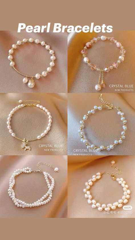 Fancy Accessories Aesthetic, Pearls Jewellery Designs, Accessories Diy Handmade, Crafts With Pearls, Diy Pearl Bracelet Ideas, Pearl Bracelets Ideas, Beeds Jewelery Ideas, Jewelry Accessories Handmade, Peals Necklace