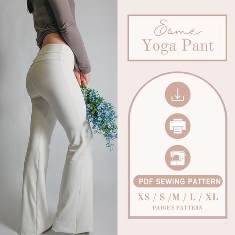 Low Rise Yoga Pants Pattern Digital PDF Sewing Pattern Flare Pants Pattern Leggings Pattern Fold Over Waist Beginner Sewing - Etsy Australia Yoga Pants Diy, Pattern Flare Pants, Flare Pants Pattern, Yoga Pants Pattern, Beginner Sewing, Pants Sewing Pattern, Pattern Leggings, Sewing Design, Diy Sewing Clothes