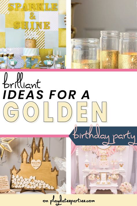 Make your kids golden birthday extra special with over 30 golden birthday party ideas, including DIY and easy decorations, golden birthday captions and sayings to use on your signs and other decor, golden birthday party printables, giant balloons and installations, ideas for golden snacks and treats and plenty of other ways to make your little girl or boy shine on their big day. 23rd Golden Birthday Ideas, Golden Birthday Baby Girl, Golden Third Birthday Party, 1st Birthday Golden Birthday, 3rd Golden Birthday Girl, Two Golden Birthday, Four Ever Golden Birthday, Golden Birthday Activities, Golden 2nd Birthday Boy