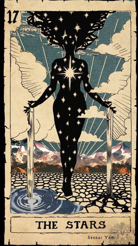 Tarot Cards Art Illustration, The Star Tarot Card, Star Tarot Card, The Star Tarot, Sun And Moon Tarot, Shuffles Aesthetic, Classe D'art, Vintage Tarot Cards, Empress Tarot Card