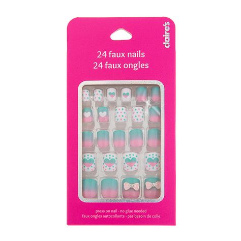 Uñas Color Pastel, Kids Fake Nails, Justice Makeup, Barbie Bed, Fake Nails For Kids, Faux Nails, Dot Heart, Travel Steamer, Makeup Kit For Kids