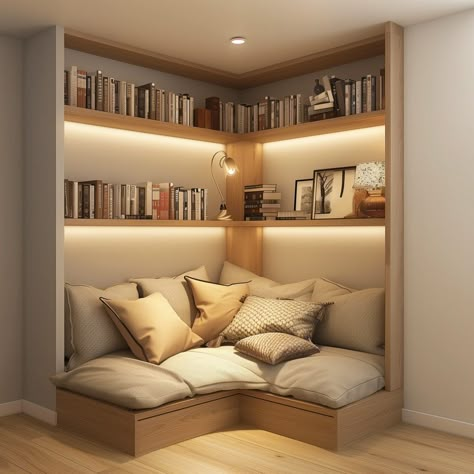 Bedroom Ideas Small Spaces Cozy, Bookshelves In Bedroom Ideas, Bedroom Ideas Small Spaces, Bedroom Shelving Ideas, Room Library Ideas, Bedroom Shelving, Dream Home Library, Ideas Small Bedroom, Home Library Ideas