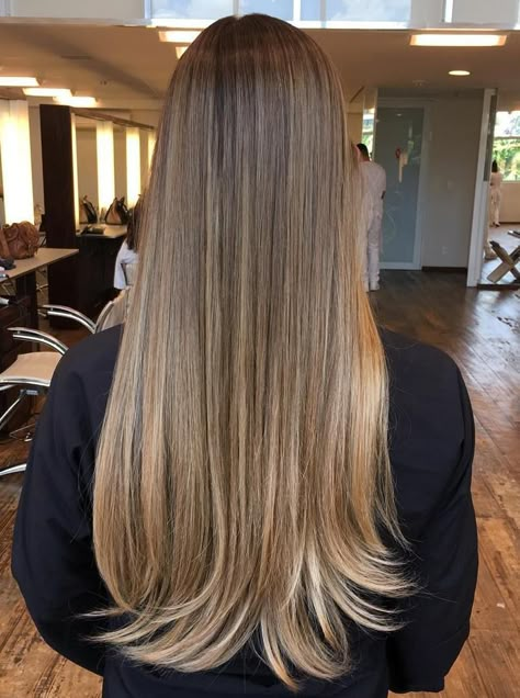 long+straight+brown+hair+with+balayage+highlights Brown Hair With Blonde Balayage Ombre, Back To Brown Hair From Blonde, Blonde Bayalage Highlights On Brown Hair, Balayage On Brown Hair, Light Ash Brown Hair, Balayage Straight Hair, Balayage Straight, Brown Hair Shades, Ash Brown Hair