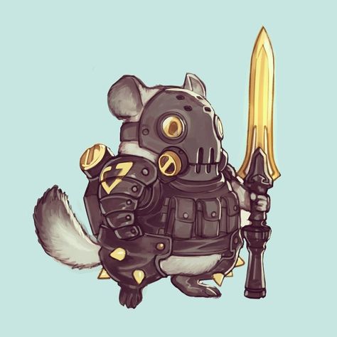 FUWA-22 heavy armor chinchilla, Ren Wei Pan on ArtStation at https://www.artstation.com/artwork/AYWGN Chinchilla Character Design, Monster Hunter Armor, Cute Monster Hunter Monsters, Chibi Monster Hunter, Monster Hunter Cat Art, Person Drawing, Beast Creature, Cartoon Monsters, Chibi Characters