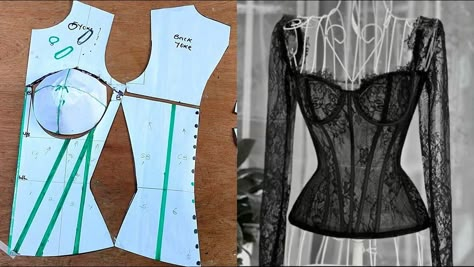 Corset Pattern Tutorial, Corset Pattern Drafting, Cupped Corset, Corset Patterns, Corset Tutorial, Bustier Pattern, Diy Corset, Corset Making, Corset Fashion Outfits