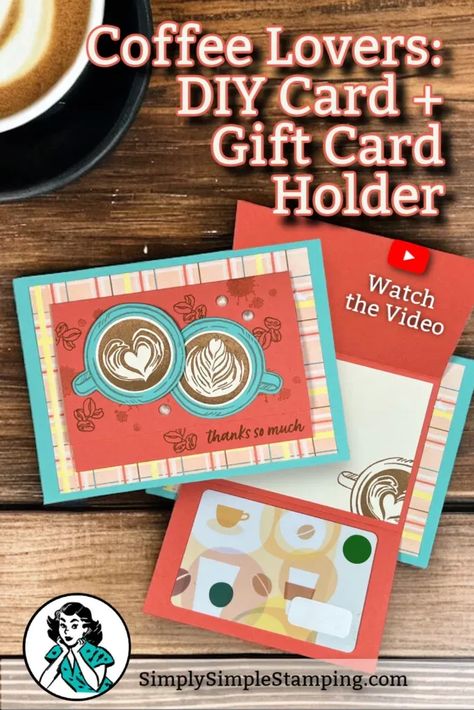 Coffee lovers perk up when they get a gift card to their favorite local shop! Why not make a handmade greeting card with a coffee theme. I love the fact that this card can be made in a traditional style AND it can be made with a holder for a gift card. Both versions are simple to make and there is a video tutorial included too. Pop Out Cards, Stamping Crafts, Coffee Gifts Card, Handmade Thank You Cards, Diy Gift Card, Card Making Videos, Coffee Cards, Coffee Theme, Making Videos