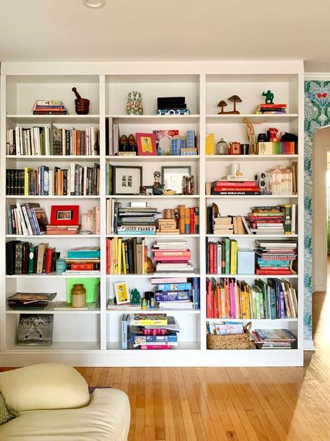 5 Golden Rules for a Perfect IKEA BILLY Bookcase Hack | Apartment Therapy Built In Cabinets With Desk, Billy Bookcase Office, Ikea Bookshelf Hack, Billy Hack, Book Storage Ideas, Ikea Billy Hack, Ikea Book, Billy Ikea, Bookcase Hack